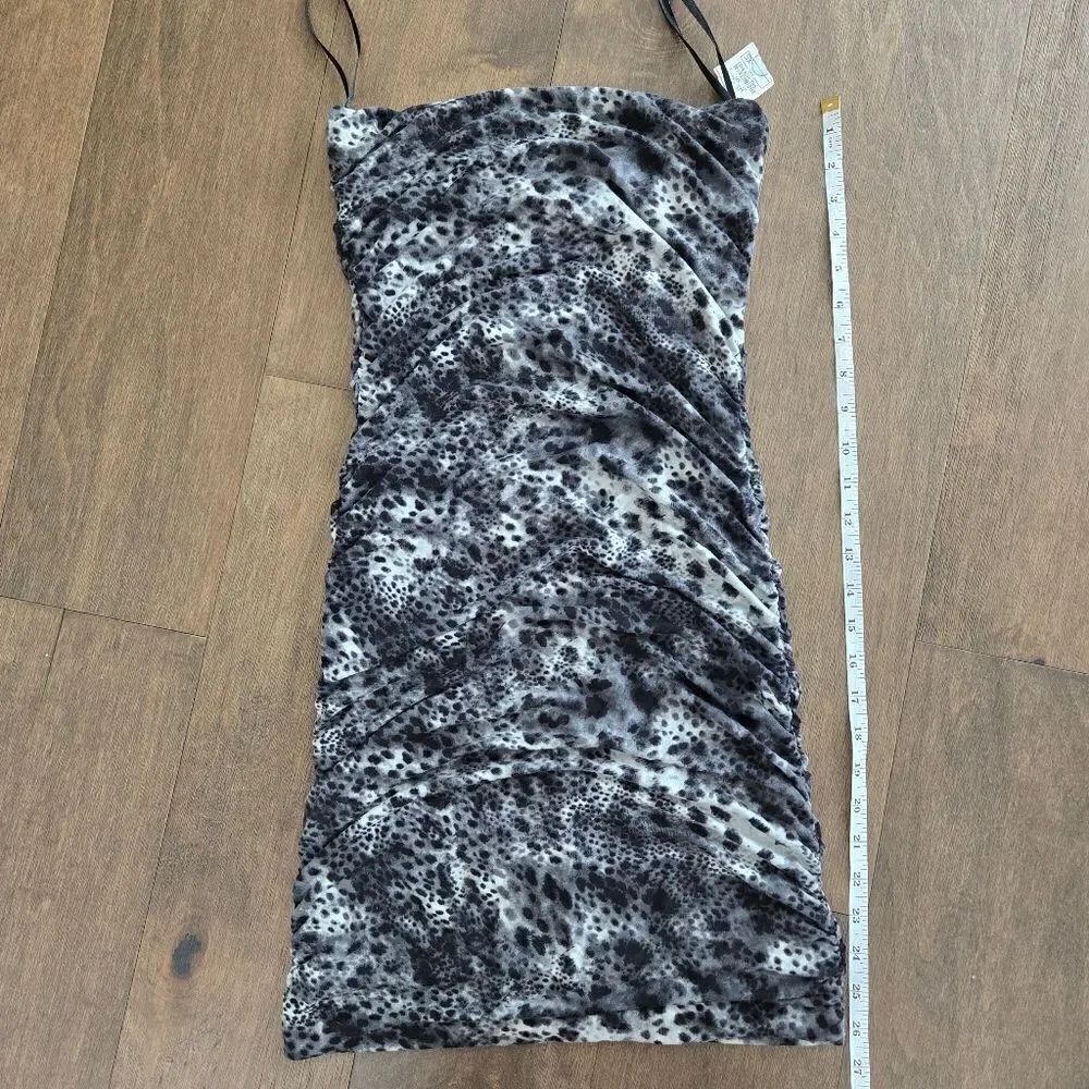 Velvet strapless Leopard mini dress size  XS 0 2 New